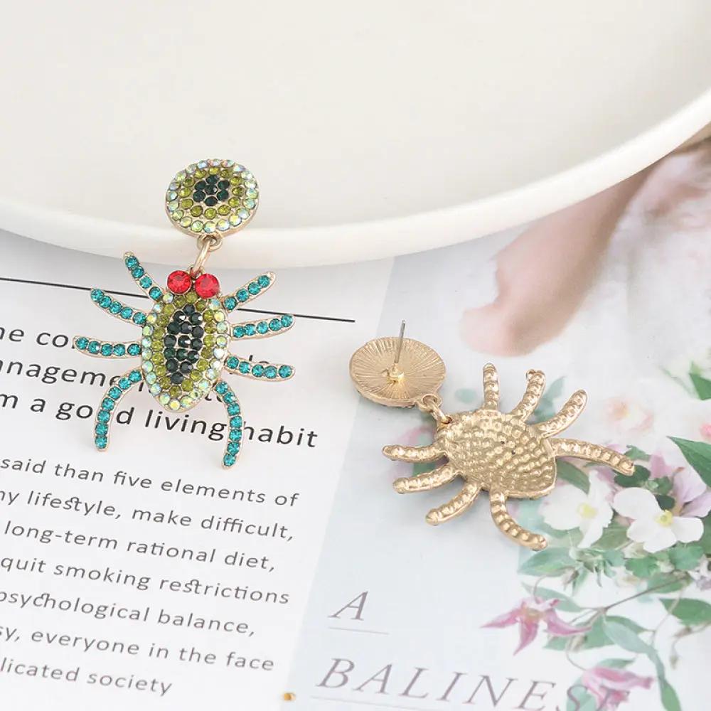 Spider Rhinestone Alloy Earrings - FloofChonk