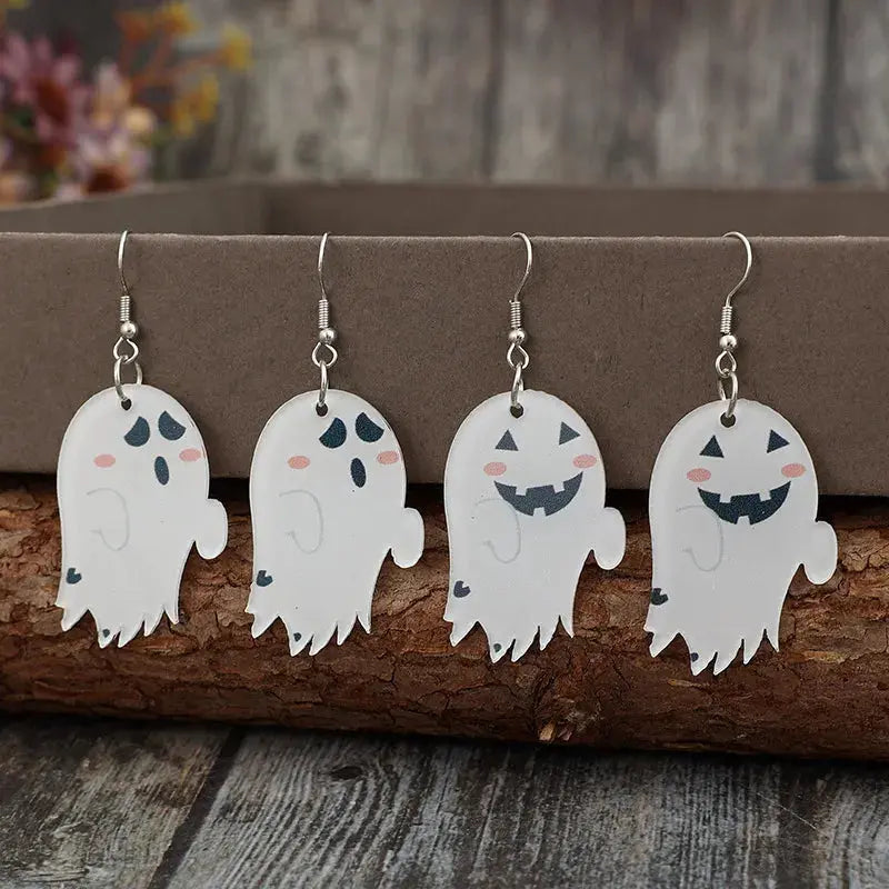 2 Piece Alloy Acrylic Ghost Dangle Earrings - FloofChonk