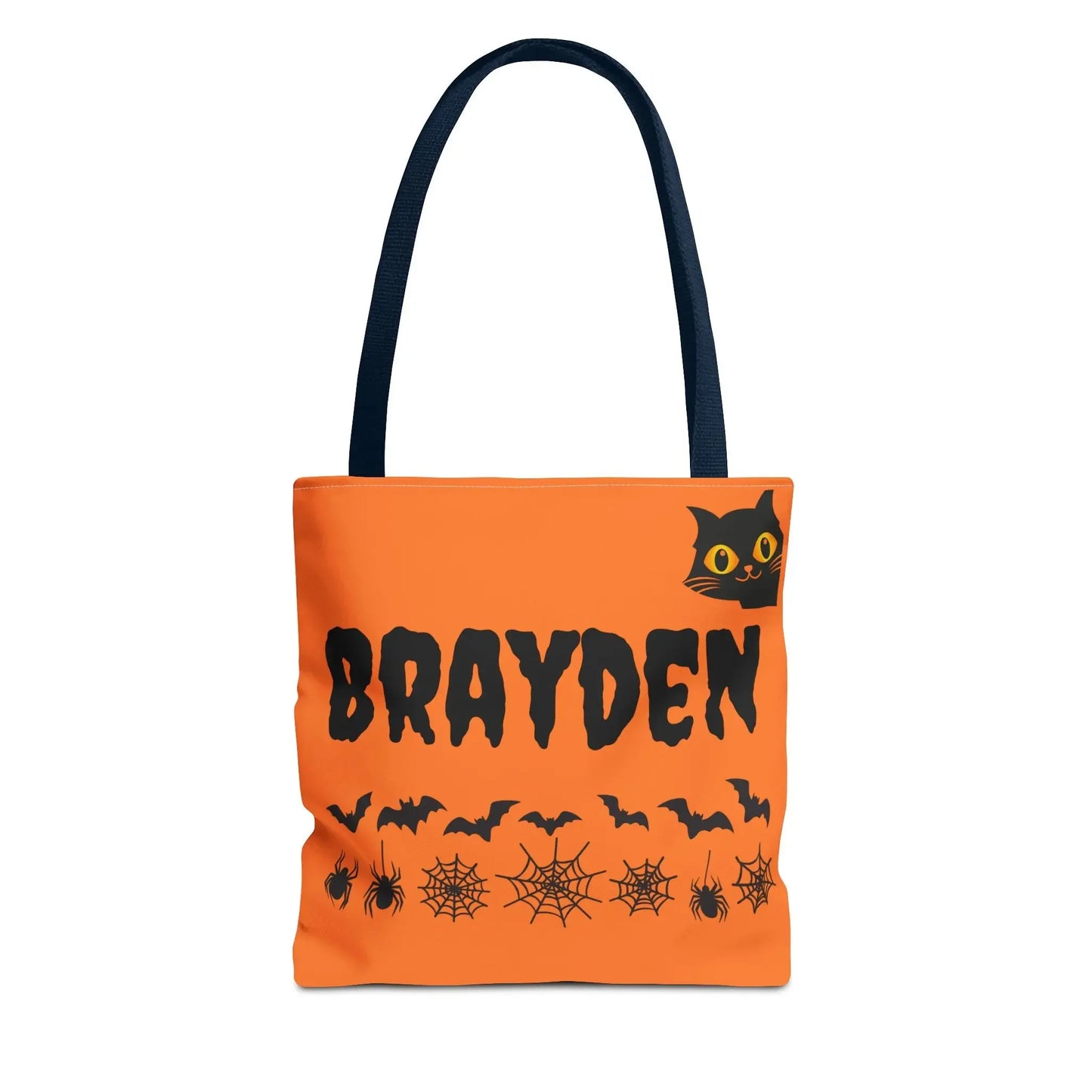 Halloween Personalized Tote Bag, Spooky Shopping Bag, Custom Trick or Treat Bag, Unique Fall Gift, Cat and Skull Design - FloofChonk