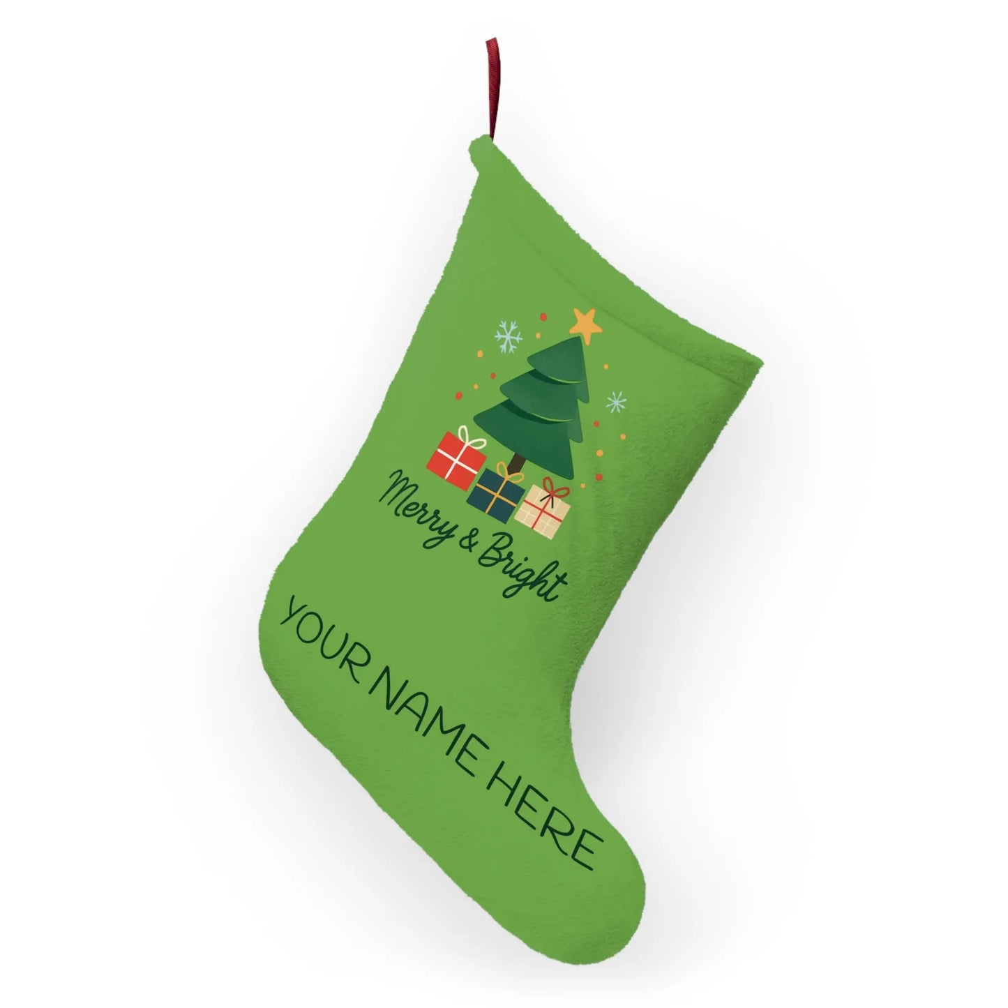 Copy of Personalized 'Merry & Bright' Christmas Stocking — Red Holiday Stocking with Name Printify