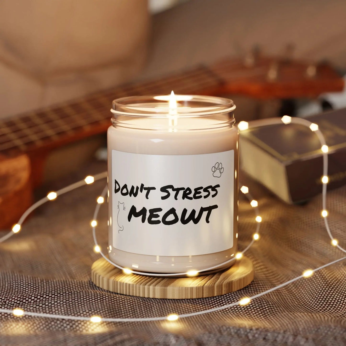 Cat-Themed Scented Soy Candle - 'Don't Stress Meowt' Printify