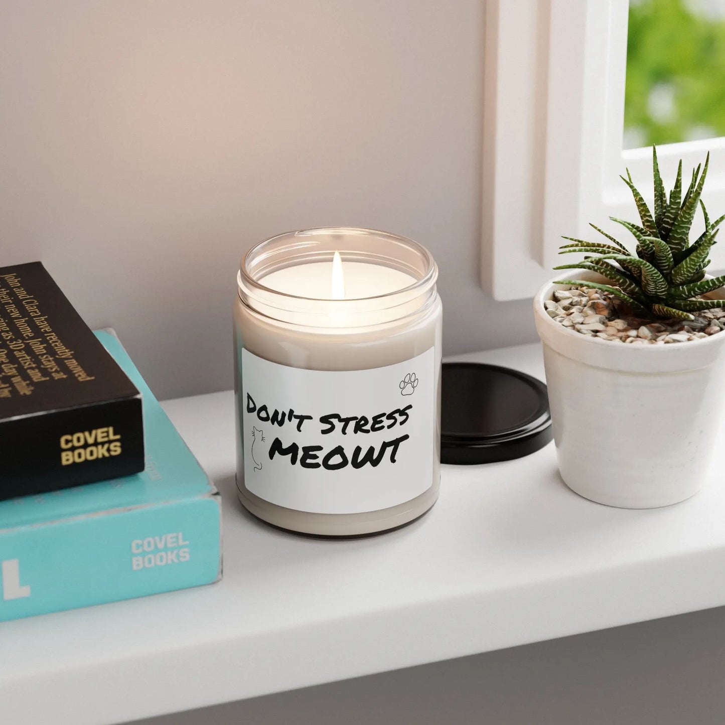 Cat-Themed Scented Soy Candle - 'Don't Stress Meowt' Printify