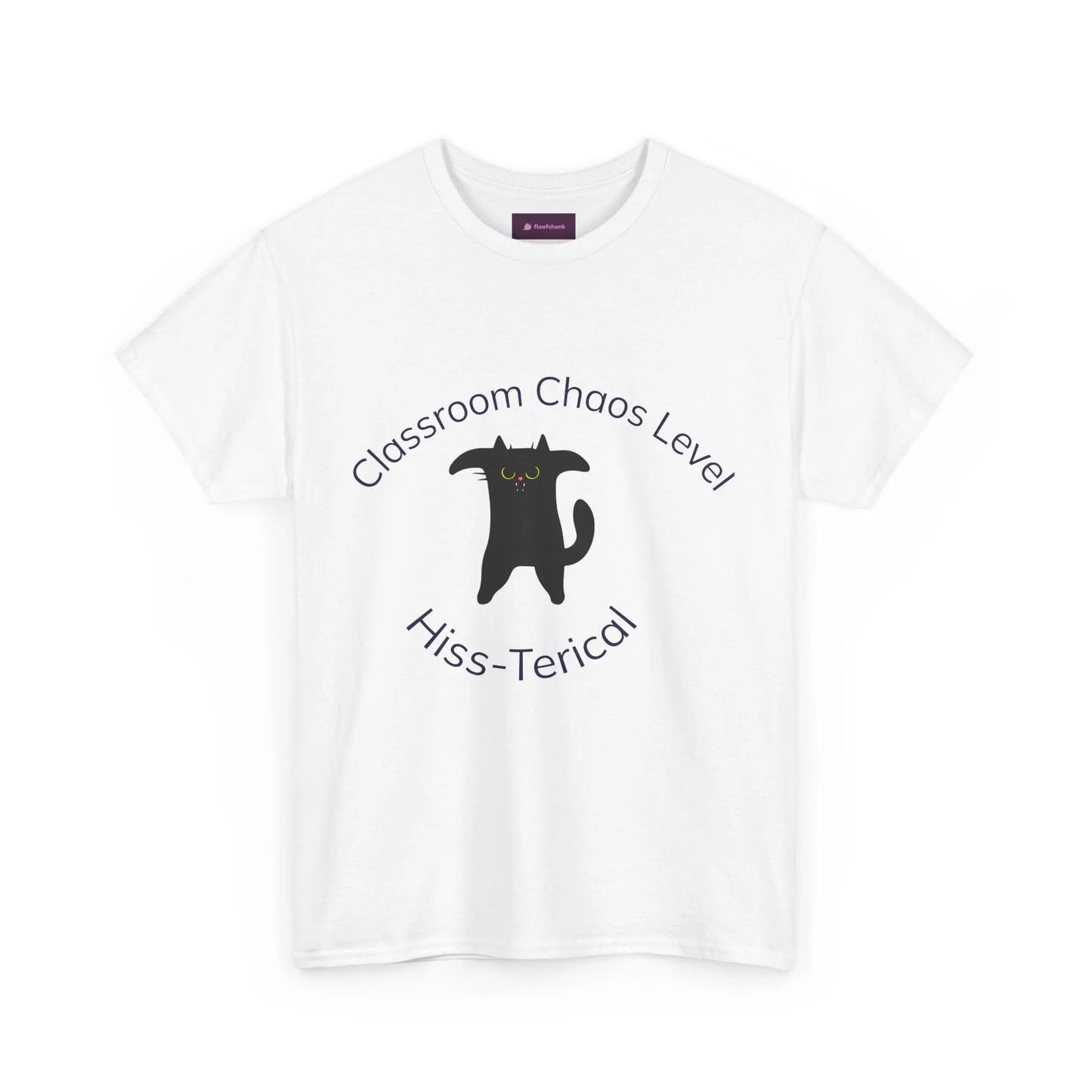 Classroom Chaos Cat Tee – Unisex Heavy Cotton Tee, Funny Cat Shirt, Gift for Cat Lovers, Teacher Humor Top, Hiss-Terical Cotton Tee Printify