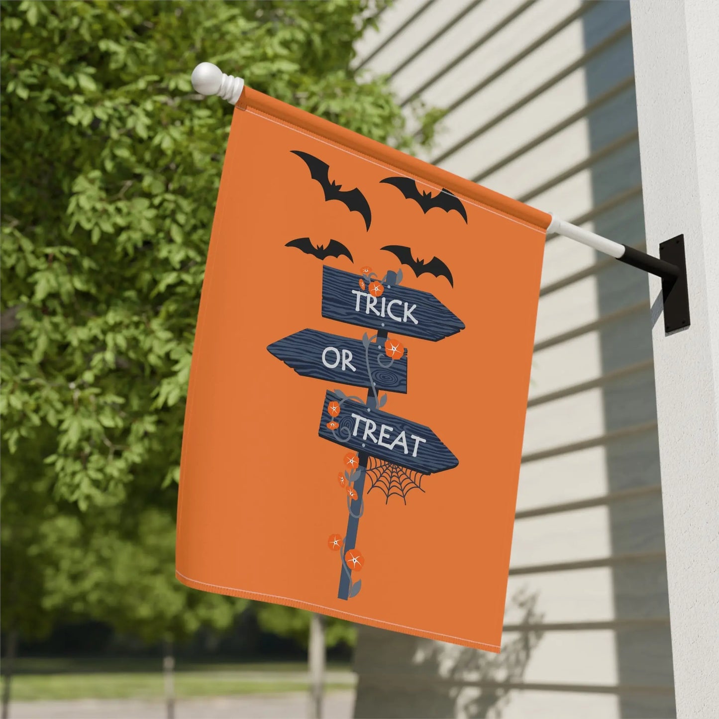Halloween Garden Banner, Trick or Treat Flag, Seasonal Yard Decor, Fall Home Decoration, Spooky Outdoor Sign Printify