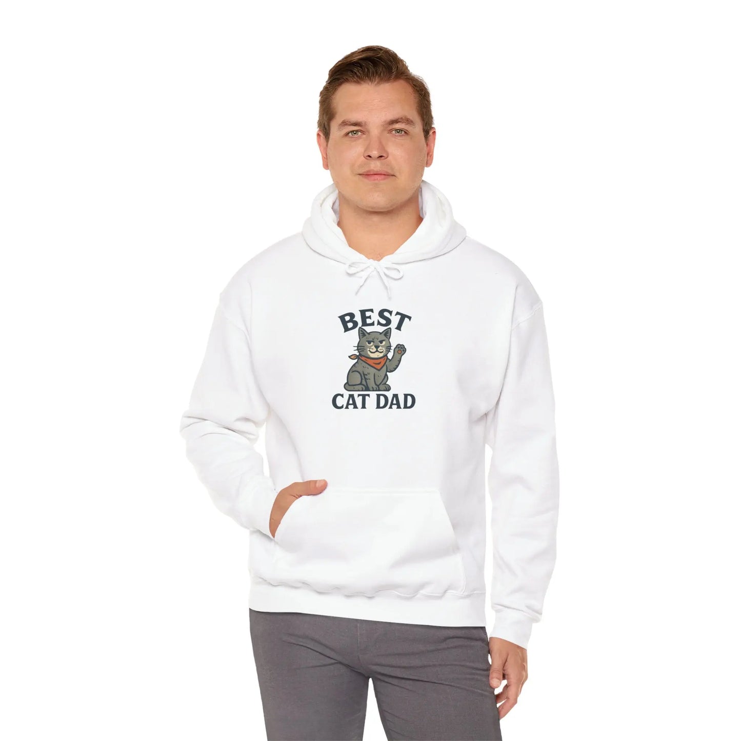 Best Cat Dad Hooded Sweatshirt, Cat Lover Gift, Funny Sweatshirt, Pet Dad Apparel, Cozy Cat Dad Hoodie Printify