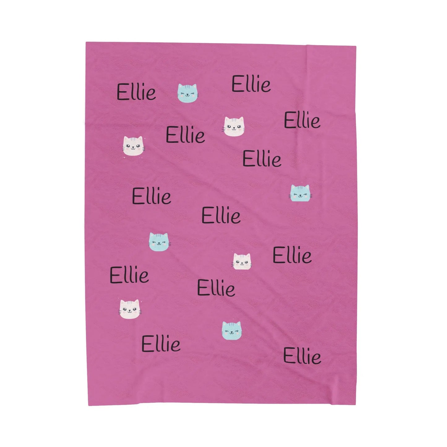 Kids Throw Blanket - Personalized Cat-Themed Velveteen Plush Gift for Cat Lovers Printify