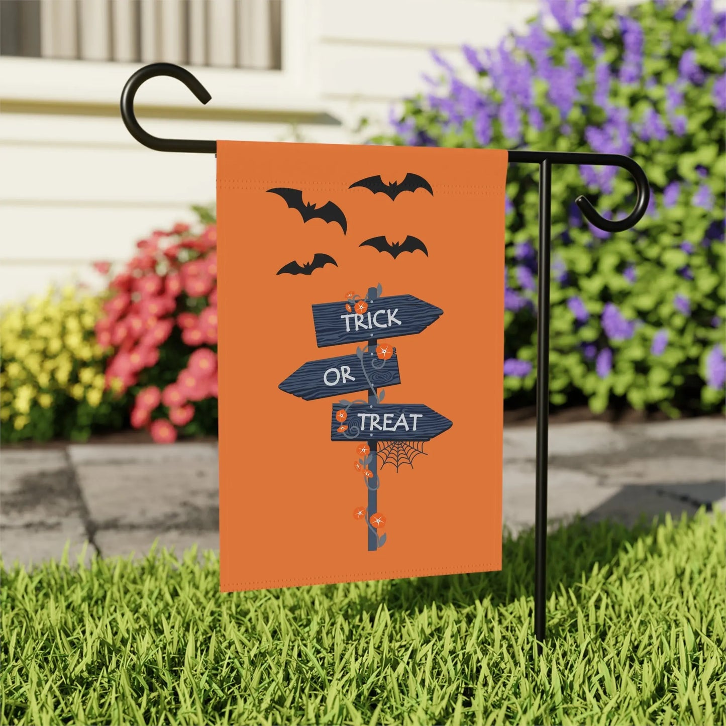 Halloween Garden Banner, Trick or Treat Flag, Seasonal Yard Decor, Fall Home Decoration, Spooky Outdoor Sign Printify