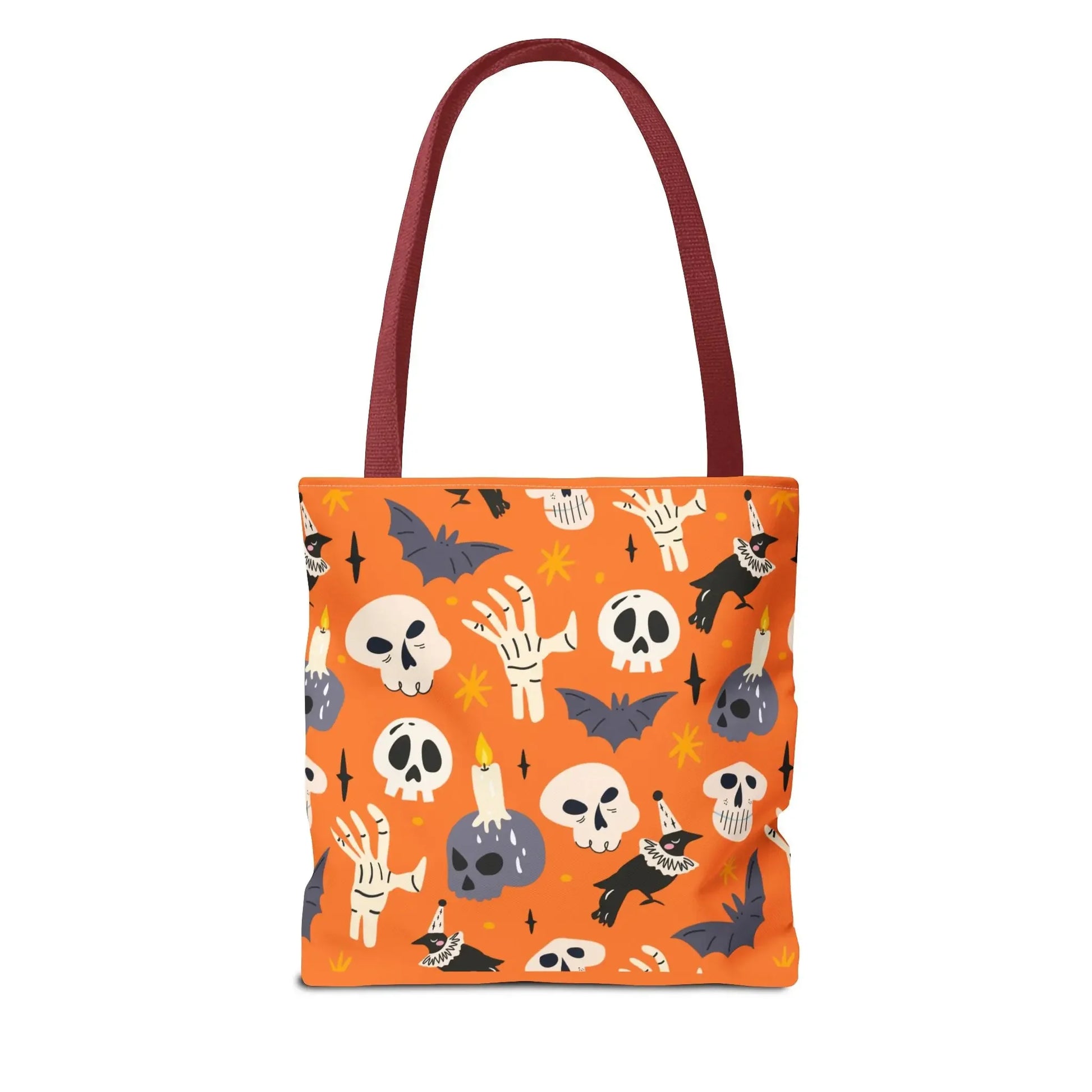 Halloween Personalized Tote Bag, Spooky Shopping Bag, Custom Trick or Treat Bag, Unique Fall Gift, Cat and Skull Design - FloofChonk