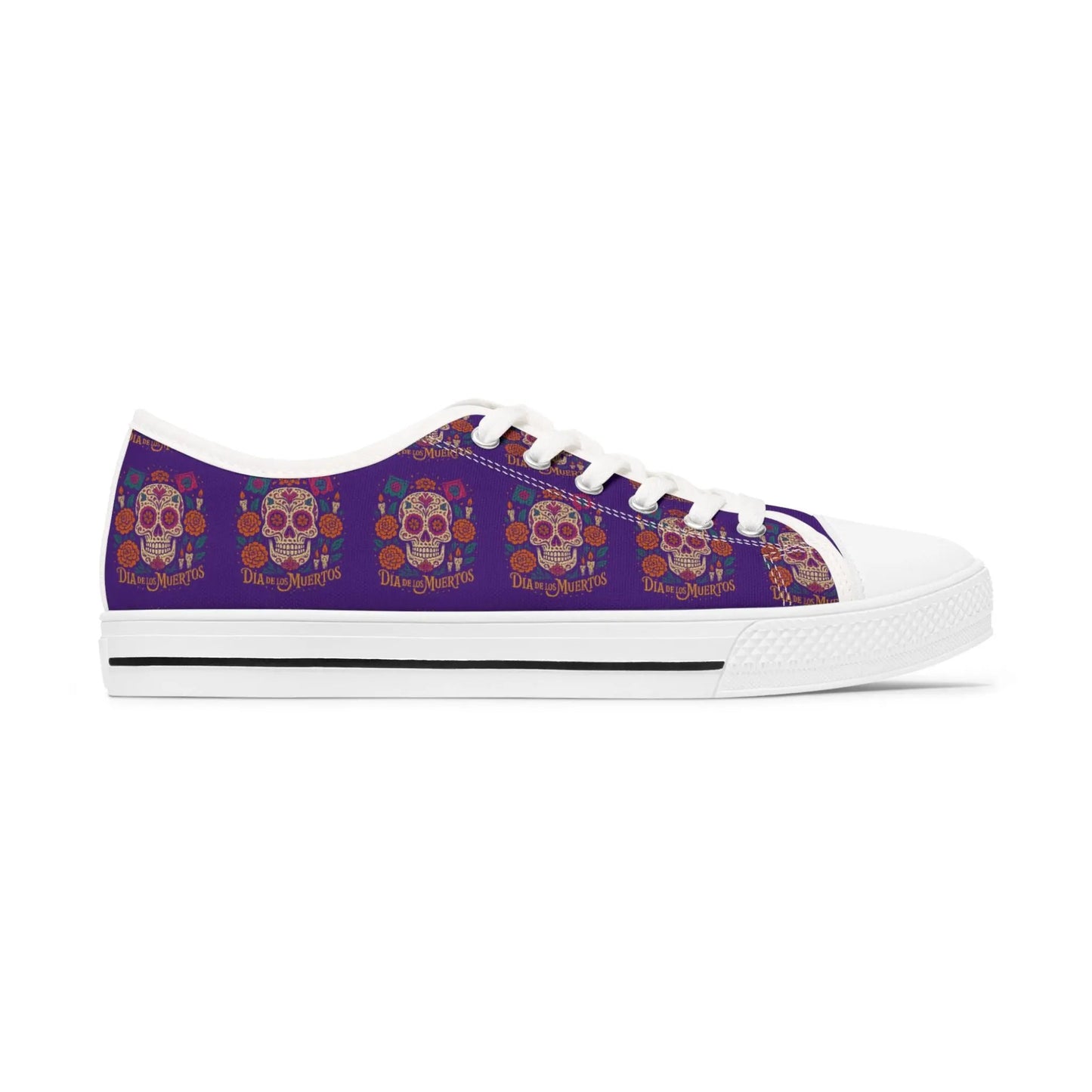 Colorful Skull Women's Low Top Sneakers | Boho Chic Style, Casual Footwear, Festival Fashion, Unique Gift Printify