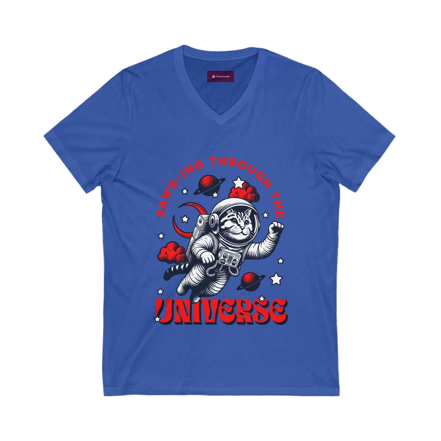 Astronaut Cat V-Neck Tee | Fun Space Cat Shirt Printify