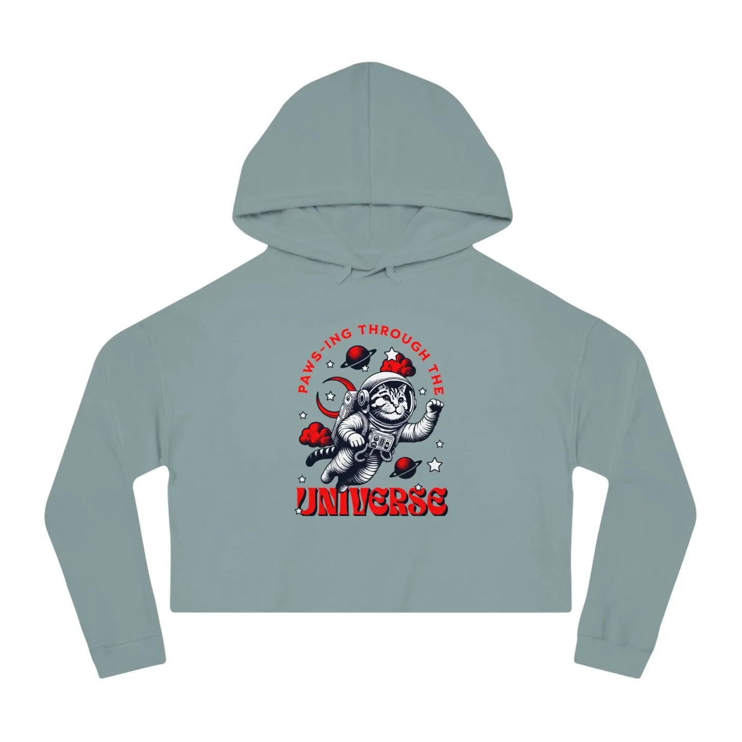 Cat Lover's Cropped Hoodie - Pawsing Through the Universe - FloofChonk