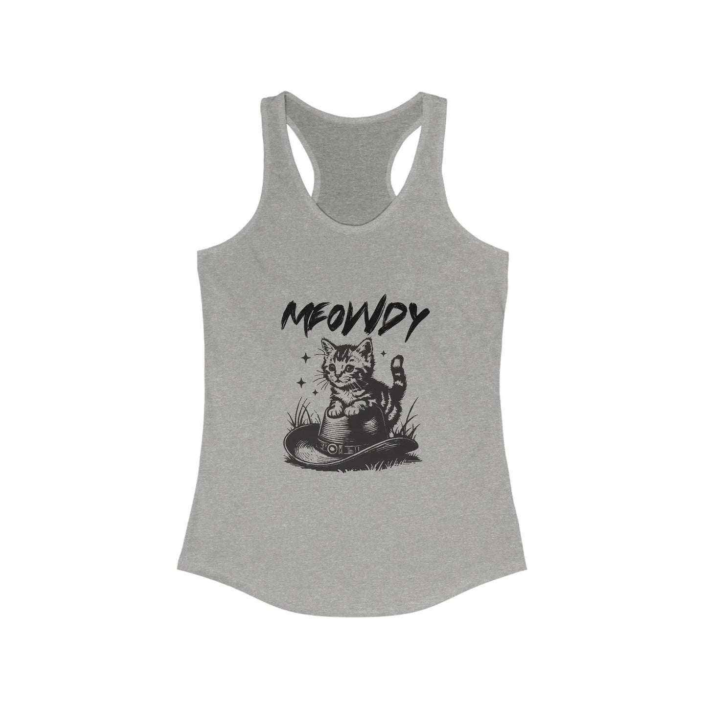 Meowdy Cat Racerback Tank - Women's Cute Pet Lover Summer Top, Casual Wear, Animal Print Shirt, Cat Mom Apparel Printify