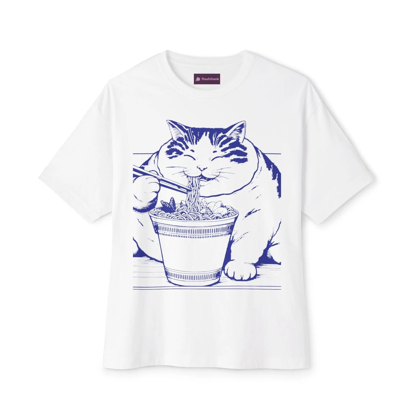 Cute Cat Noodle Lover Tee, Unisex Oversized Boxy Tee, Cat Lover Gift, Fun Graphic Tee, Casual Wear, Pet Parent Shirt, Cozy Summer Top Printify