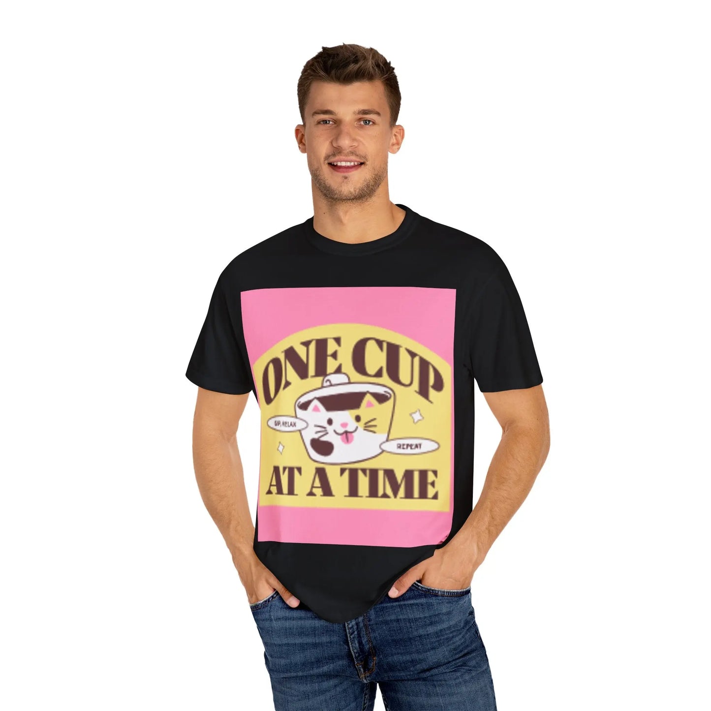 Cute Cat Retro Coffee T-Shirt, Funny Cat Lover Tee, Gift for Pet Owners, Coffee Addict Shirt, Unisex Funny Tee Printify