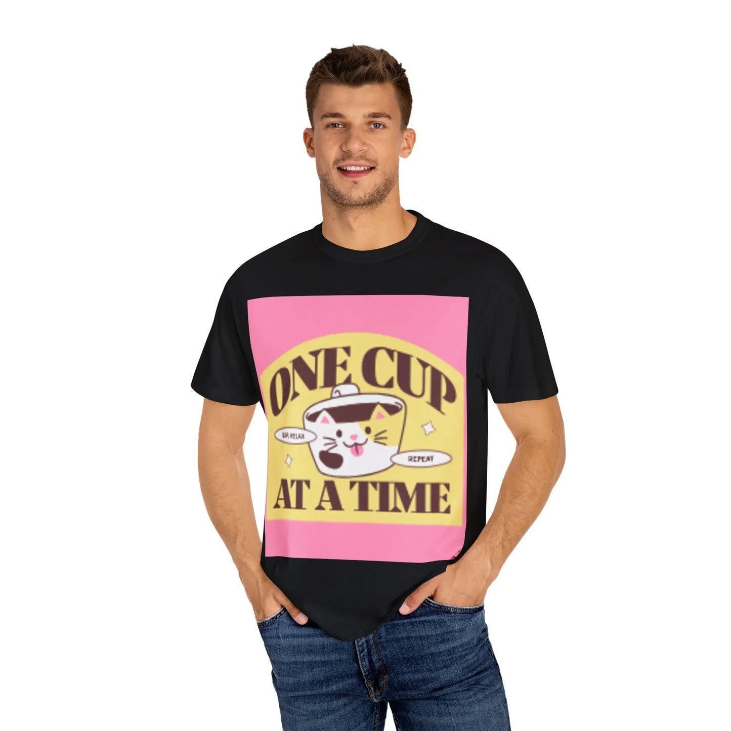 Cute Cat Retro Coffee T-Shirt, Funny Cat Lover Tee, Coffee Addict Shirt - FloofChonk