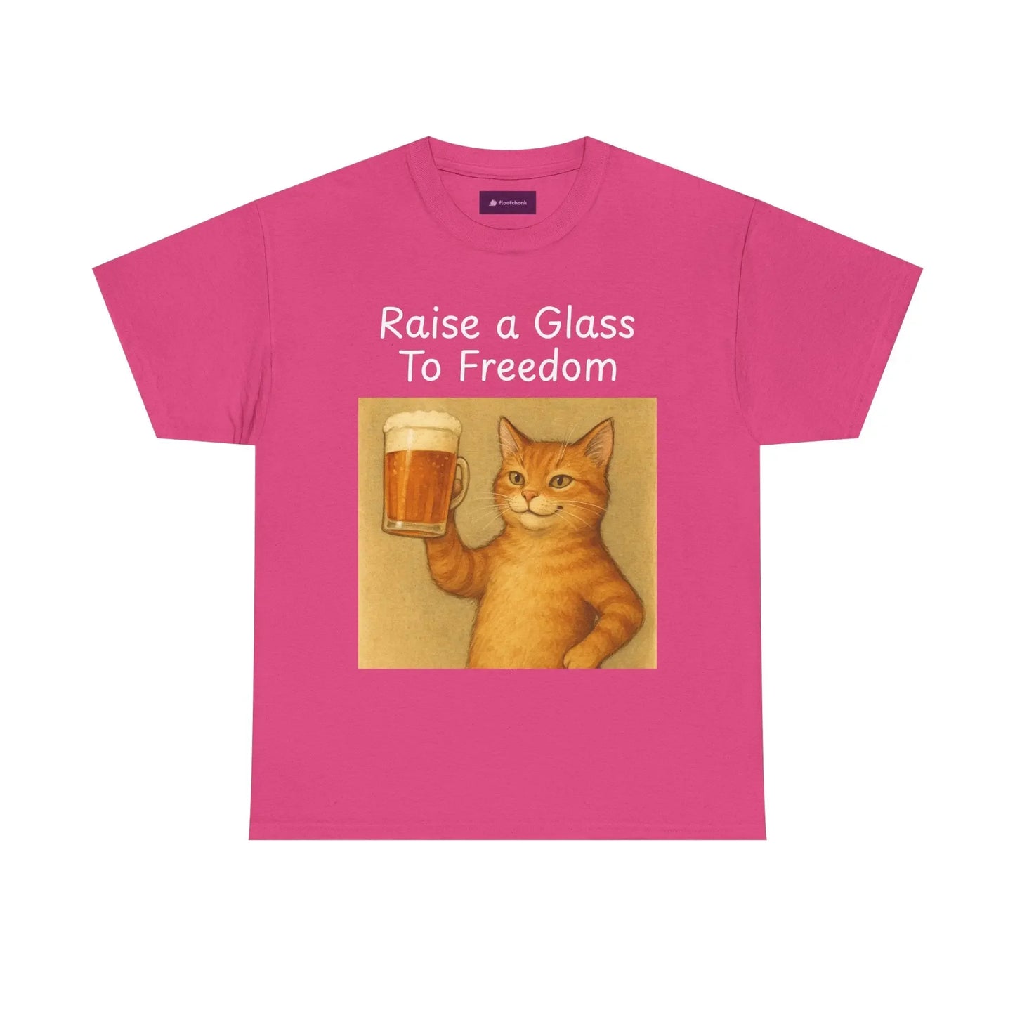 Raise a Glass to Freedom Funny Cat T-Shirt - FloofChonk