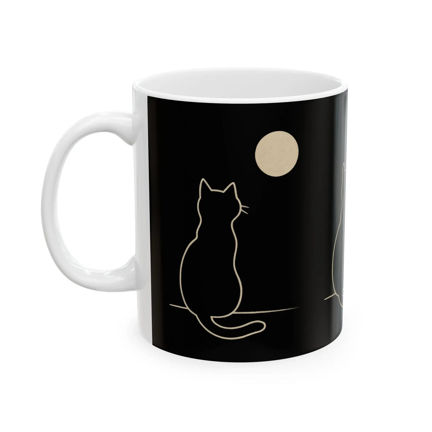 Cat Silhouette Mug, Cozy Cat Lover Gift, Cute Gift for Pet Owners, Moonlit Night Mug, Perfect for Coffee or Tea Lovers, Ceramic Mug, Cat Printify