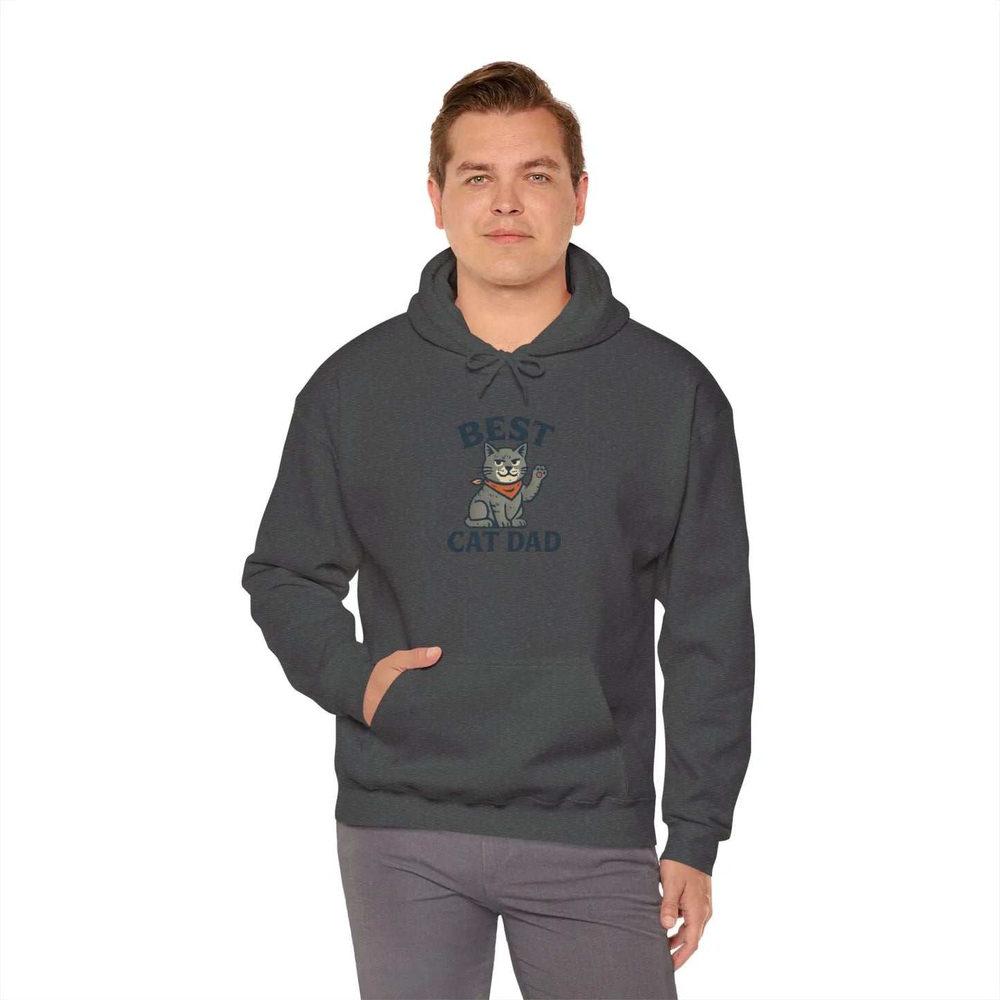 Best Cat Dad Hooded Sweatshirt, Cat Lover Gift, Funny Sweatshirt, Pet Dad Apparel, Cozy Cat Dad Hoodie Printify