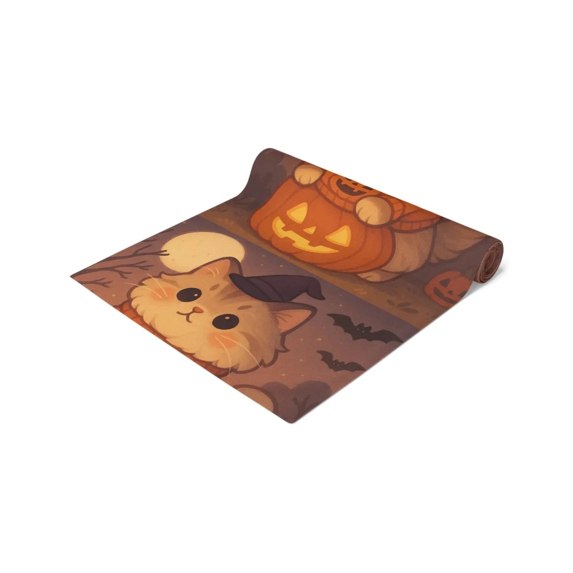 Cotton Halloween Cat Table Runner - FloofChonk