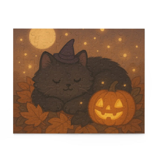Jigsaw Puzzle - Cozy Cat Halloween 500-Piece Jigsaw, Fall Decor, Halloween Gift - FloofChonk