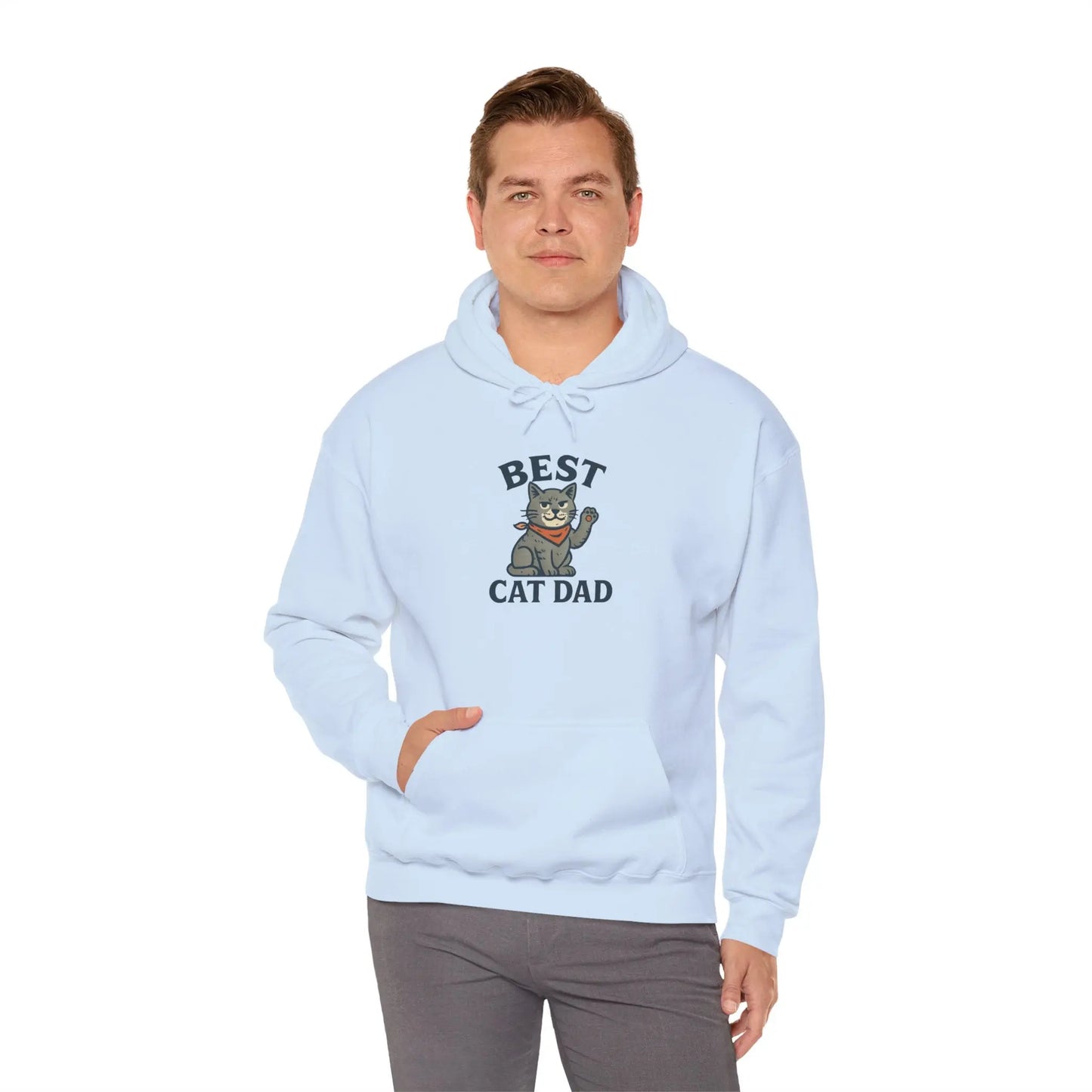 Best Cat Dad Hooded Sweatshirt, Cat Lover Gift, Funny Sweatshirt, Pet Dad Apparel, Cozy Cat Dad Hoodie Printify
