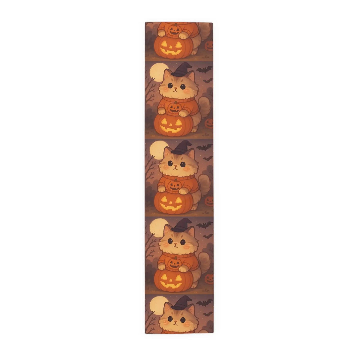 Cotton Halloween Cat Table Runner - FloofChonk