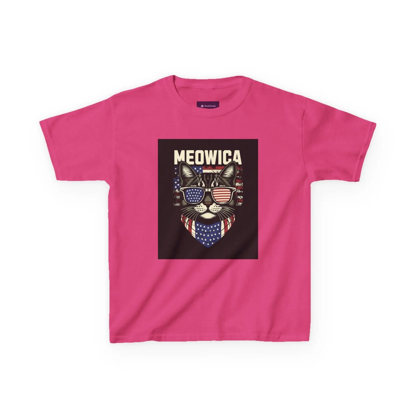 Kids Tee Patriotic Cat Fun T-Shirt for Kids 4th of July Gift Summer Style Shirt Printify