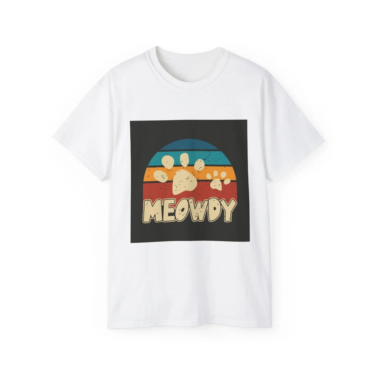 Cat Lover Tee, Retro Meowdy Paw Print Shirt by FloofChonk - FloofChonk