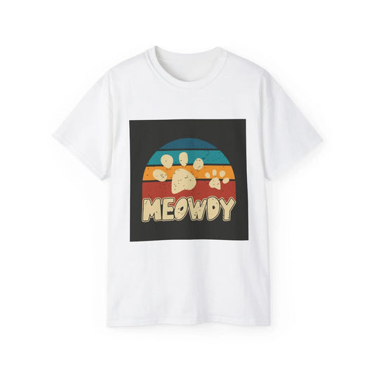 Cat Lover Tee, Retro Meowdy Paw Print Shirt by FloofChonk - FloofChonk