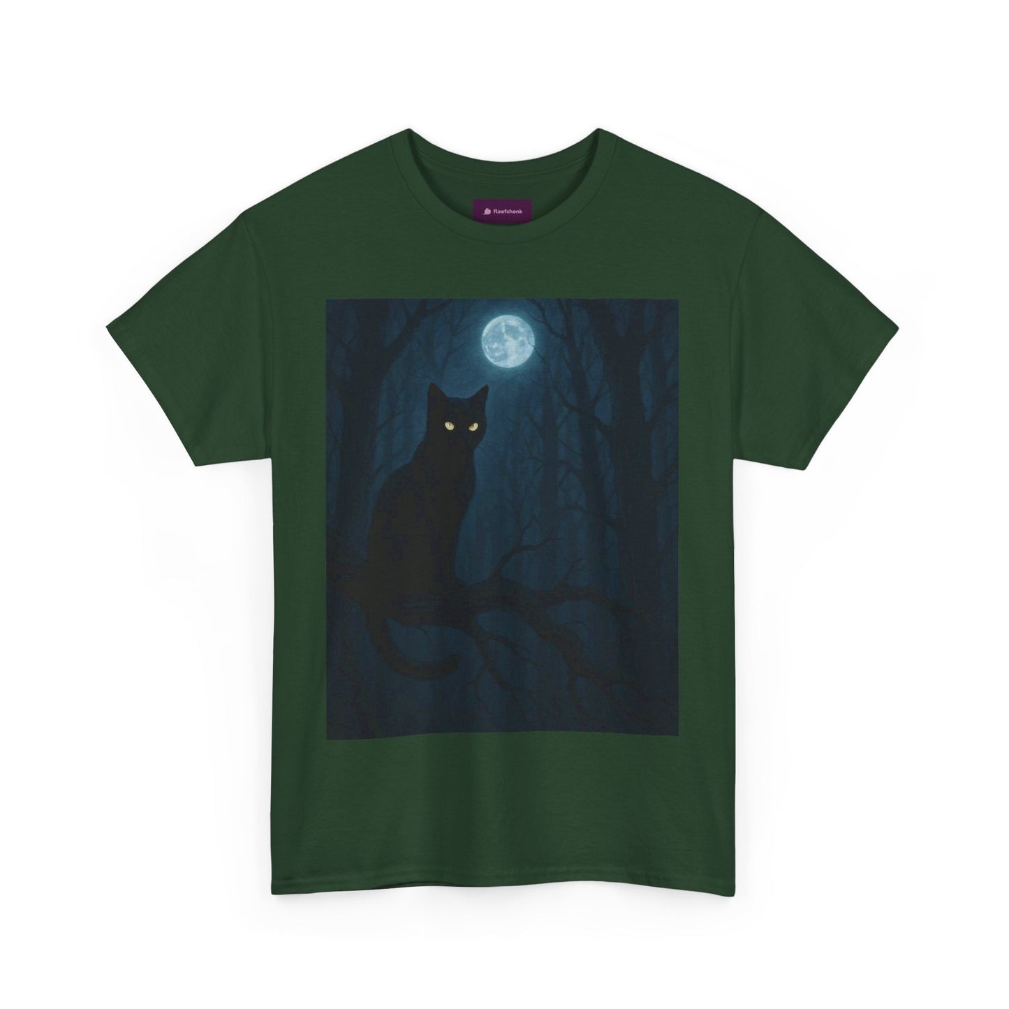 Mystical Cat Tee - Unique Gift for Halloween, Unisex Heavy Cotton Shirt, Cat Lovers, Spooky Style, Night Out, Halloween Shirt