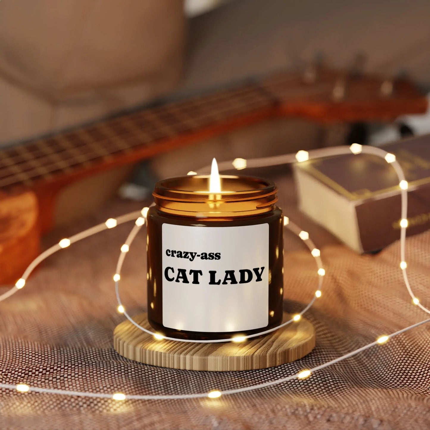 Candle: Crazy Ass Cat Lady Scented Soy Candle (Multi-Size, Amber Jar) Printify