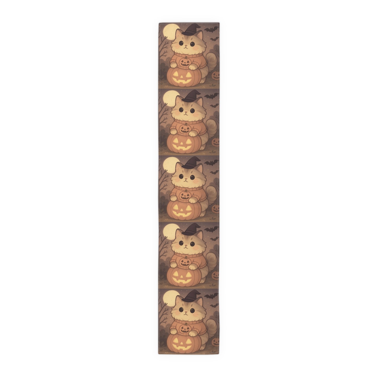 Cotton Halloween Cat Table Runner - FloofChonk
