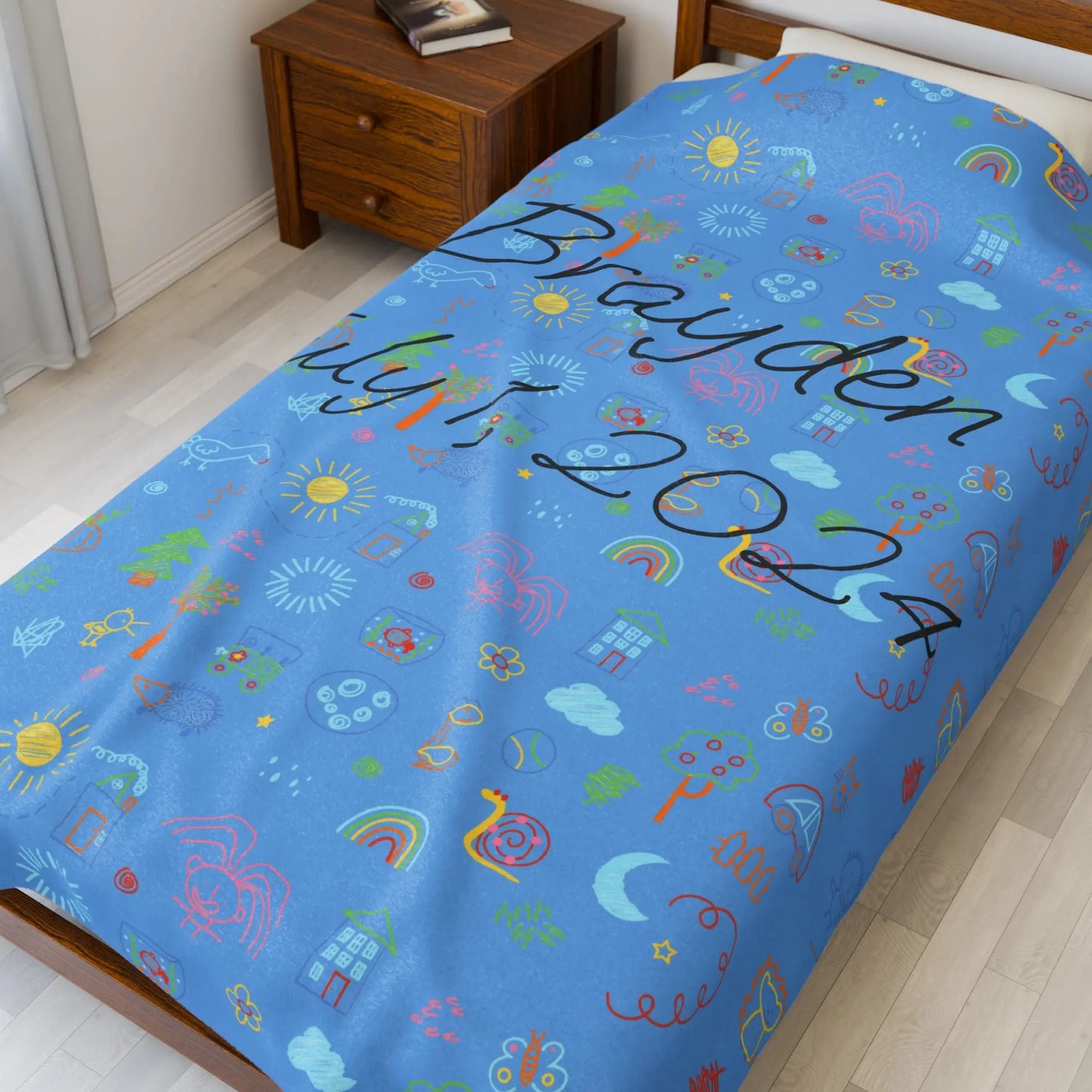 Personalized Velveteen Plush Blanket Printify