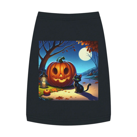 Halloween Cat & Pumpkin Pet Tank Top, Cute Pet Costume, Fall Pet Apparel, Dog Pumpkin Shirt, Cat Halloween Outfit Printify