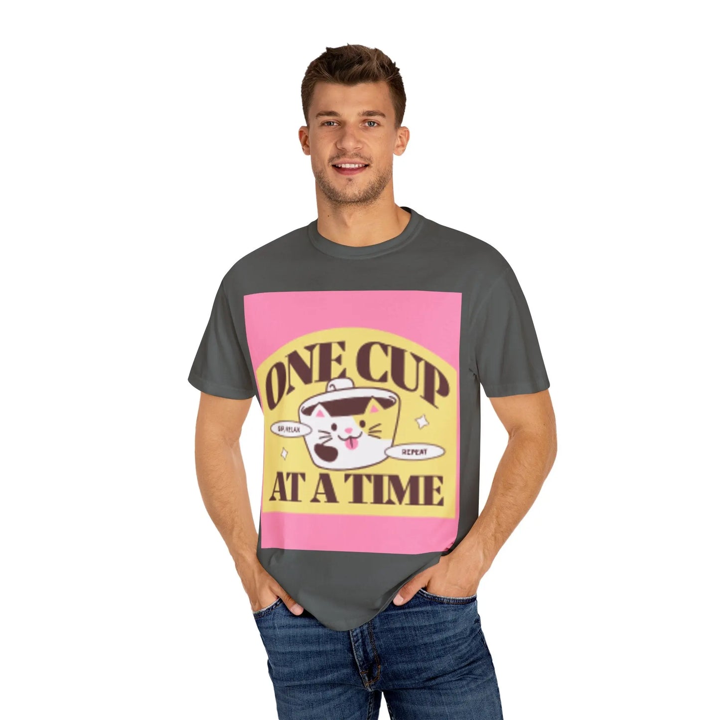 Cute Cat Retro Coffee T-Shirt, Funny Cat Lover Tee, Gift for Pet Owners, Coffee Addict Shirt, Unisex Funny Tee Printify