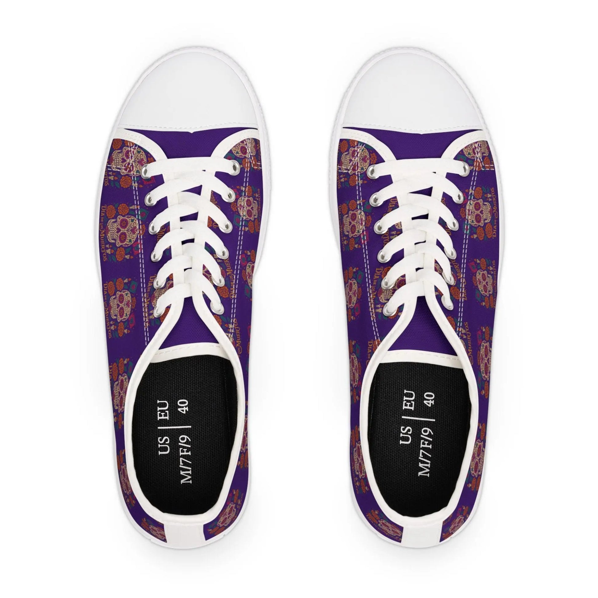 Colorful Skull Women's Low Top Sneakers | Boho Chic Style, Casual Footwear, Festival Fashion, Unique Gift Printify