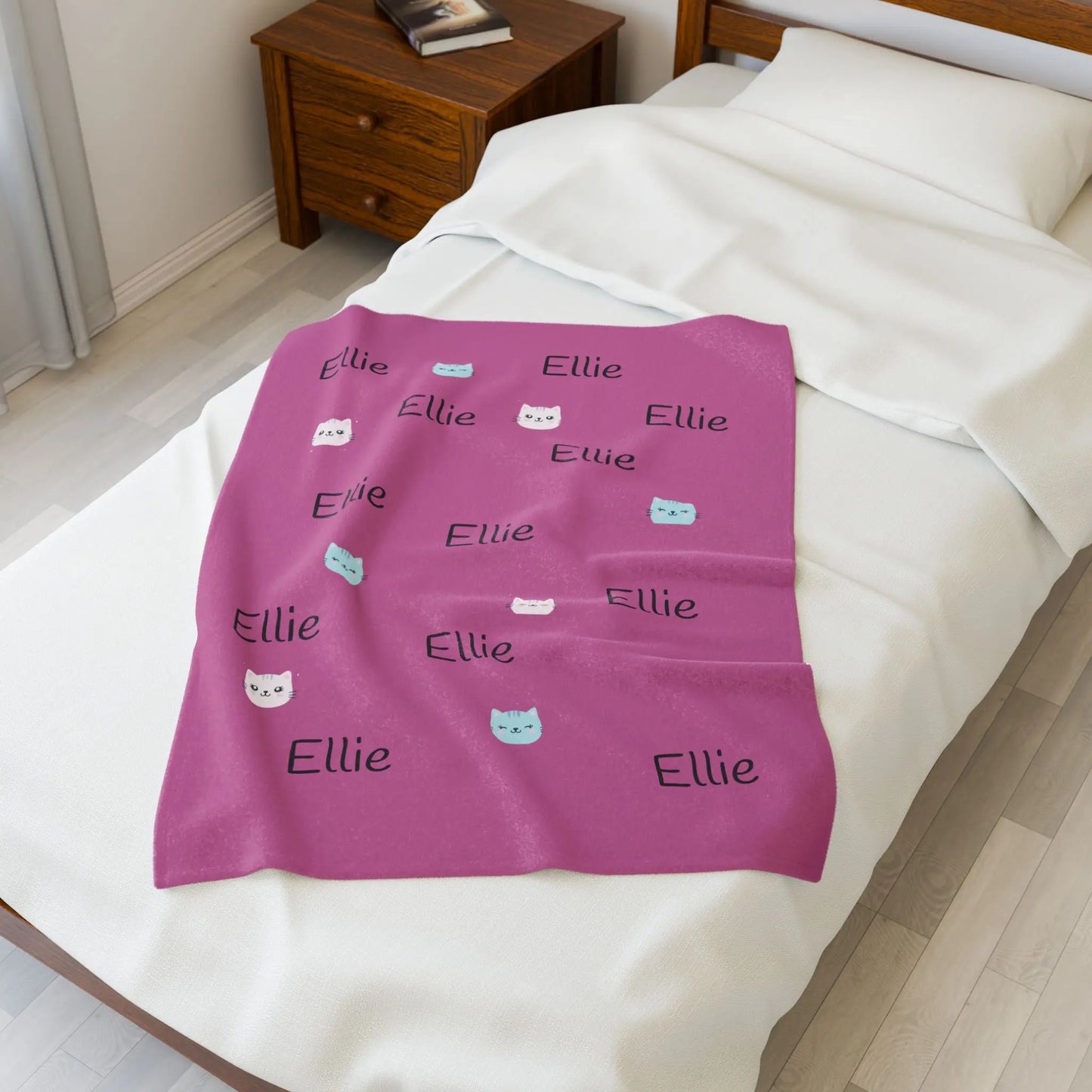 Kids Throw Blanket - Personalized Cat-Themed Velveteen Plush Gift for Cat Lovers Printify