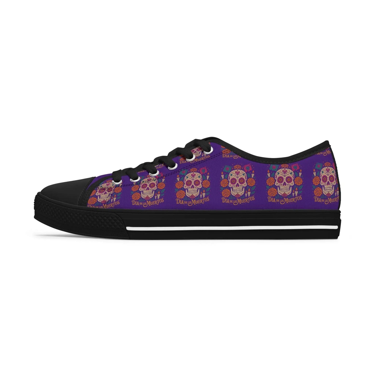 Colorful Skull Women's Low Top Sneakers | Boho Chic Style, Casual Footwear, Festival Fashion, Unique Gift Printify