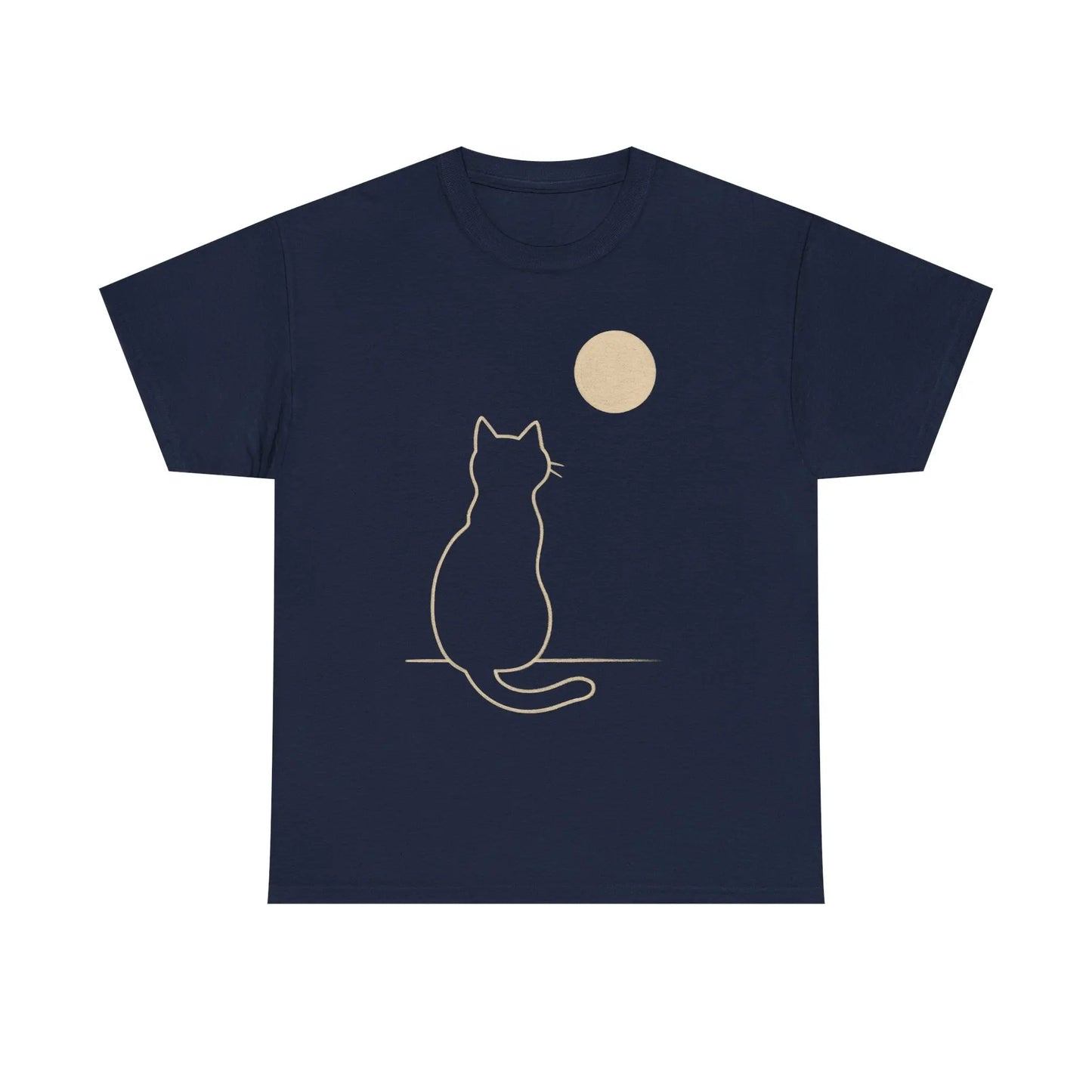 Cat Moon T-Shirt, Cute Animal Lover Gift, Unisex Graphic Tee, Casual Wear, Pet Owners Shirt, Cozy Night Outfits Printify