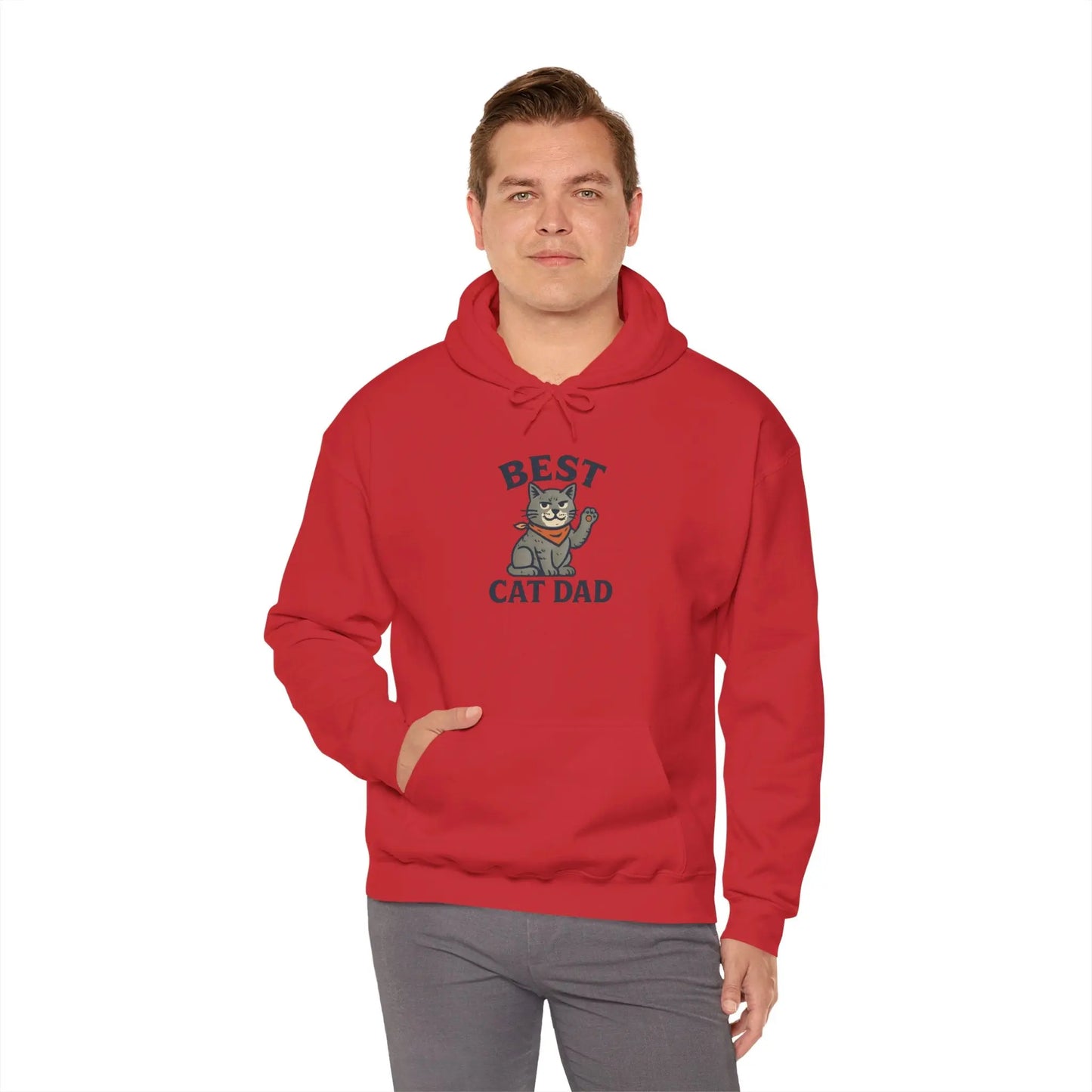 Best Cat Dad Hooded Sweatshirt, Cat Lover Gift, Funny Sweatshirt, Pet Dad Apparel, Cozy Cat Dad Hoodie Printify