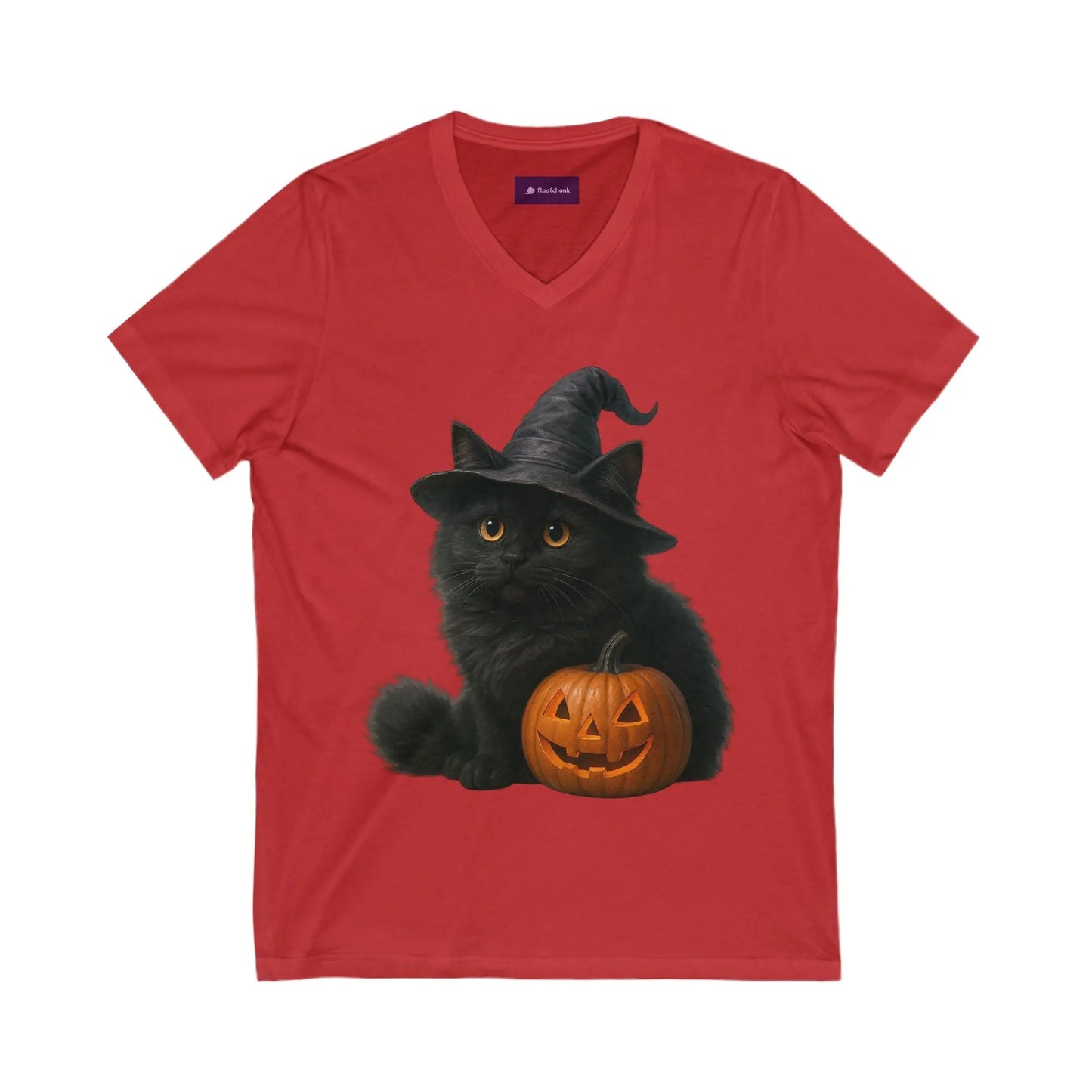 Halloween Cat V-Neck Tee, Funny Cat Shirt, Spooky Pet Lover Shirt, Halloween Costume Tee, Autumn Fashion, Cat Mom Gift