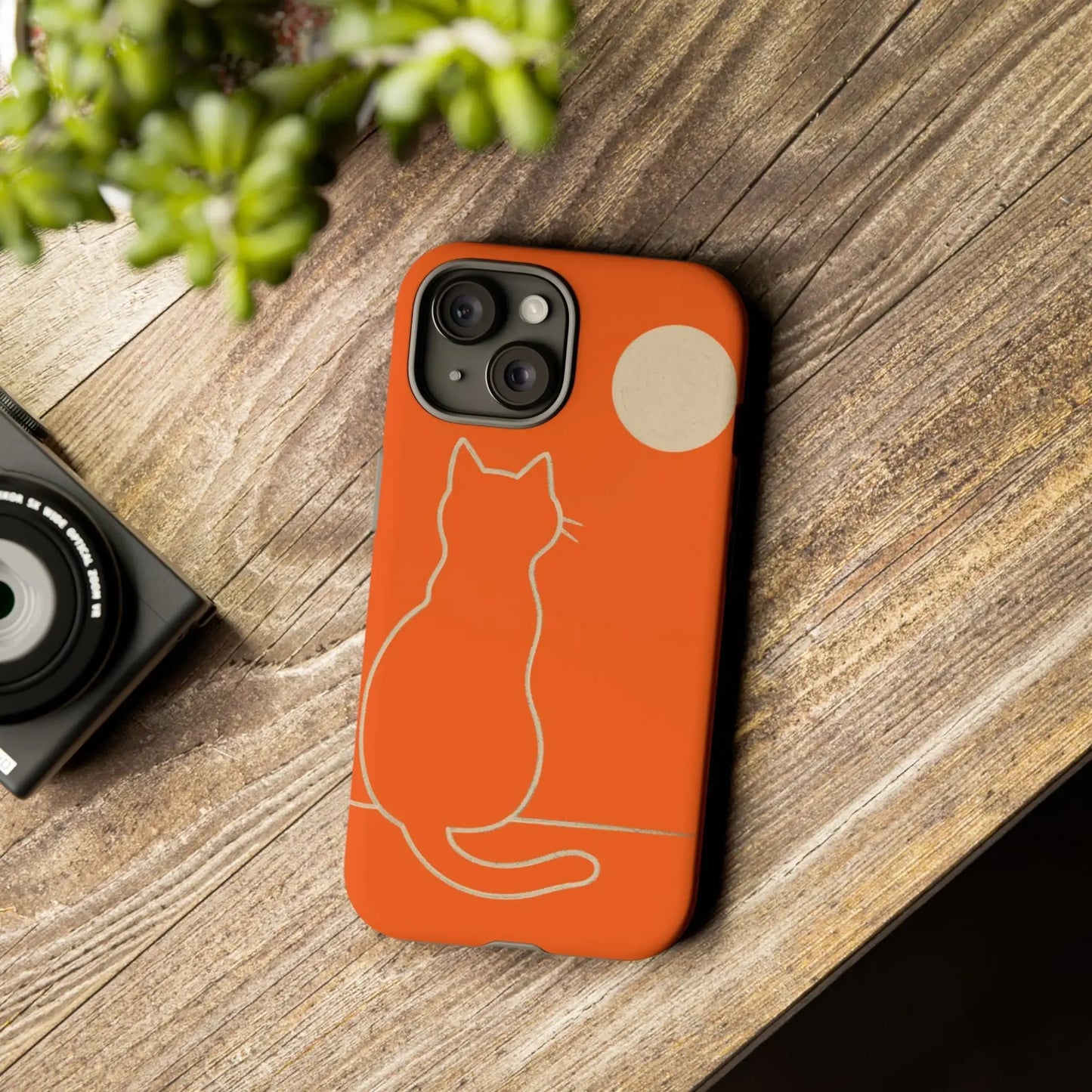 Phone Case, Cat Silhouette Cute Pet Lover Accessories, Gift for Cat Owners, iPhone Cover, Stylish Hard Shell Case, Unique Design - FloofChonk