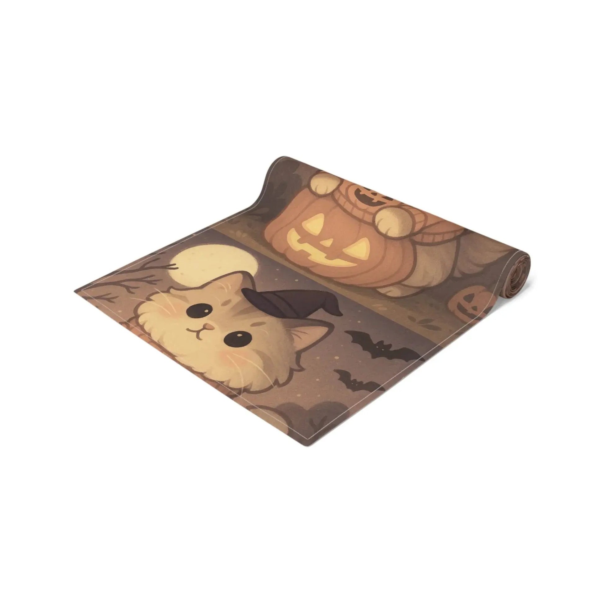 Cotton Halloween Cat Table Runner - FloofChonk