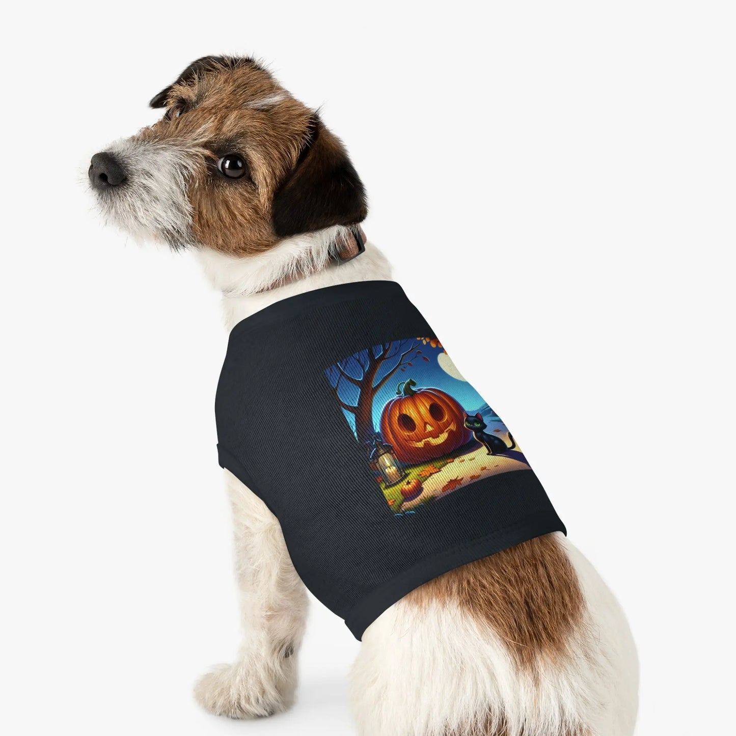 Halloween Cat & Pumpkin Pet Tank Top, Cute Pet Costume, Fall Pet Apparel, Dog Pumpkin Shirt, Cat Halloween Outfit Printify