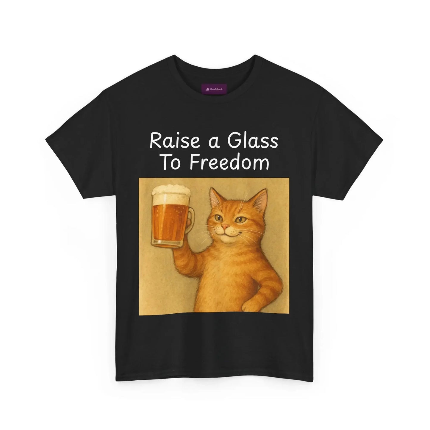 Raise a Glass to Freedom Funny Cat T-Shirt - FloofChonk