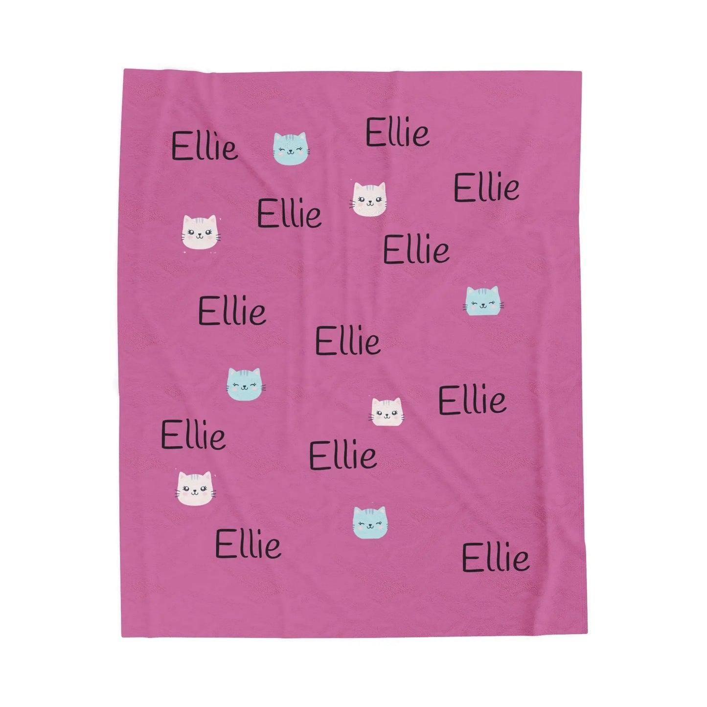 Kids Throw Blanket - Personalized Cat-Themed Velveteen Plush Gift for Cat Lovers Printify