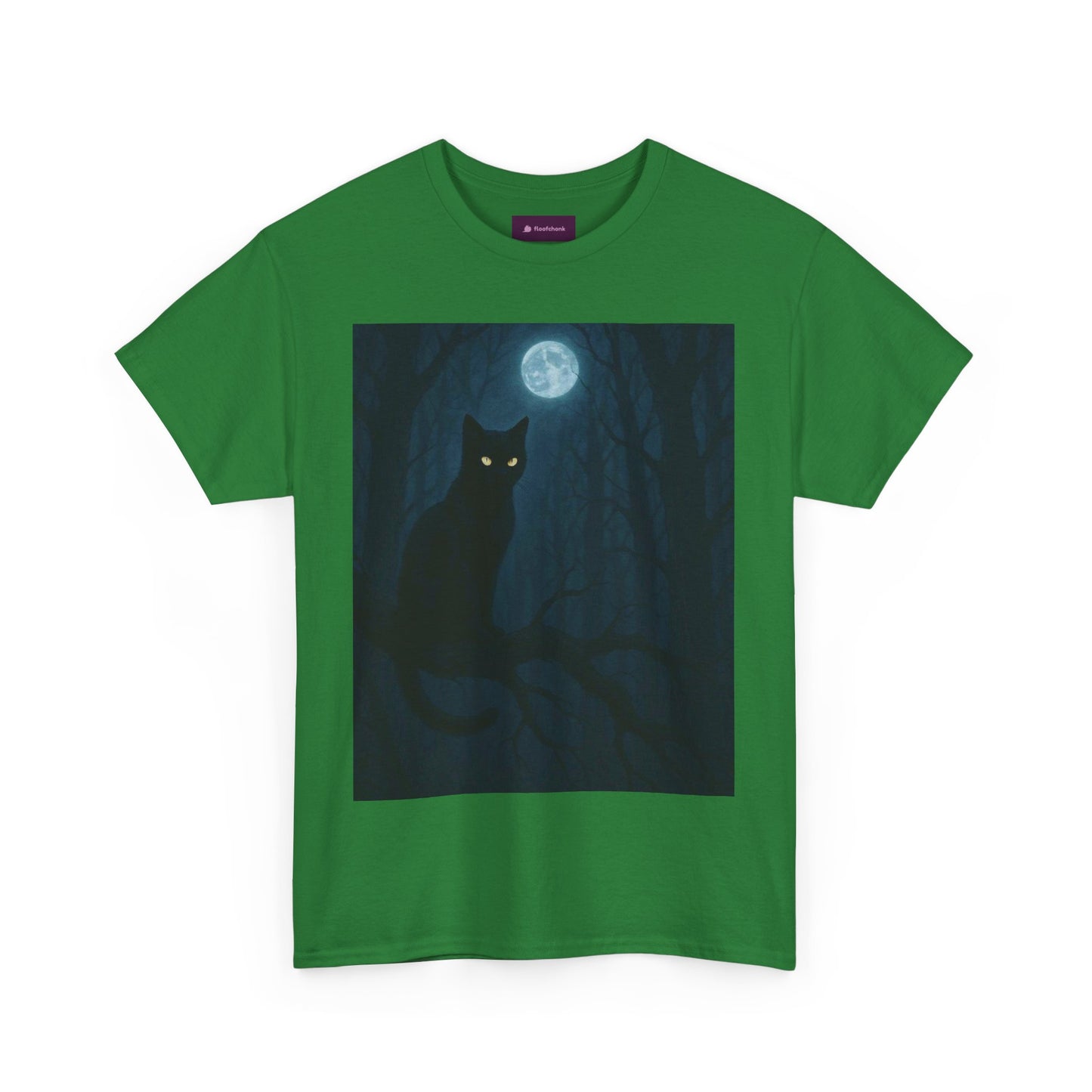 Mystical Cat Tee - Unique Gift for Halloween, Unisex Heavy Cotton Shirt, Cat Lovers, Spooky Style, Night Out, Halloween Shirt