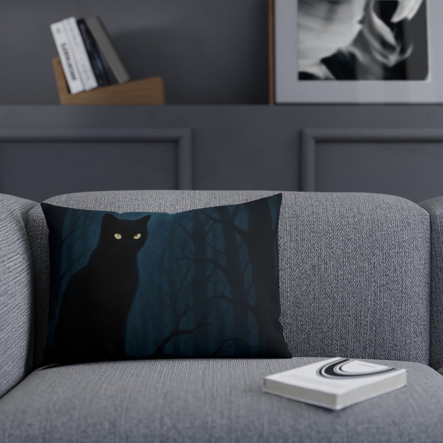 Mystical Cat Cushion - Halloween Decor, Cozy Home Accent, Gift for Cat Lovers, Witchy Vibes, Dark Aesthetic Pillow, Decorative Throw Pillow,