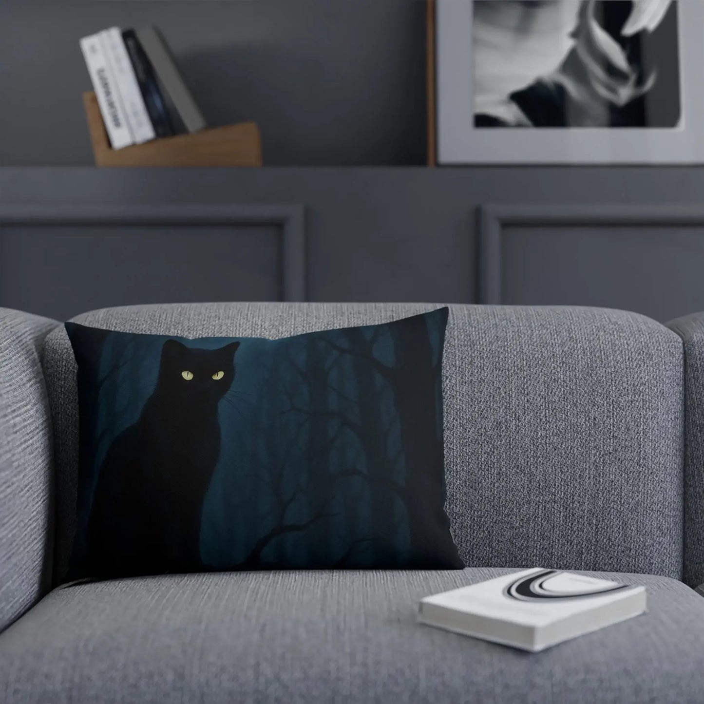 Mystical Cat Cushion - Halloween Decor, Cozy Home Accent, Gift for Cat Lovers, Witchy Vibes, Dark Aesthetic Pillow, Decorative Throw Pillow, - FloofChonk