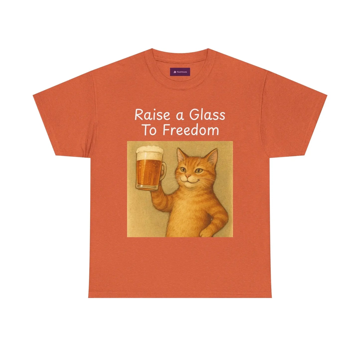Raise a Glass to Freedom Funny Cat T-Shirt - FloofChonk